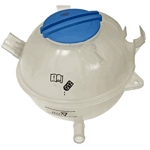 Audi coolant expansion tank being inspected