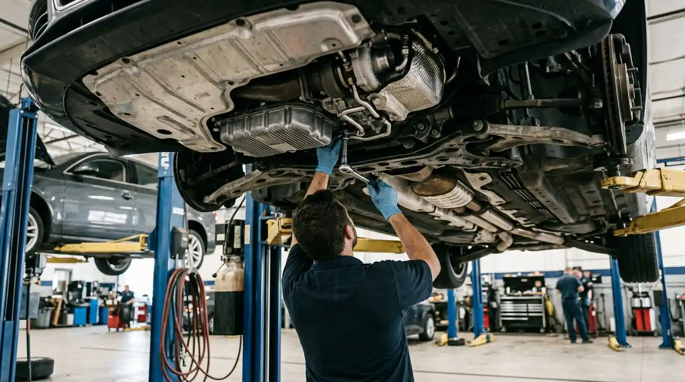 Audi turbo oil feed and return line inspection during blue-smoke diagnosis