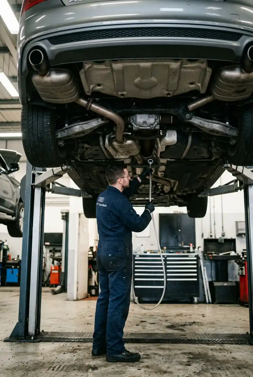 Audi A7 underbody and gearbox fluid service inspection