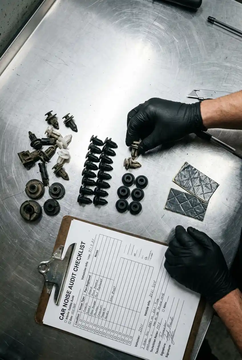 Audi fasteners and supporting hardware arranged for repair planning
