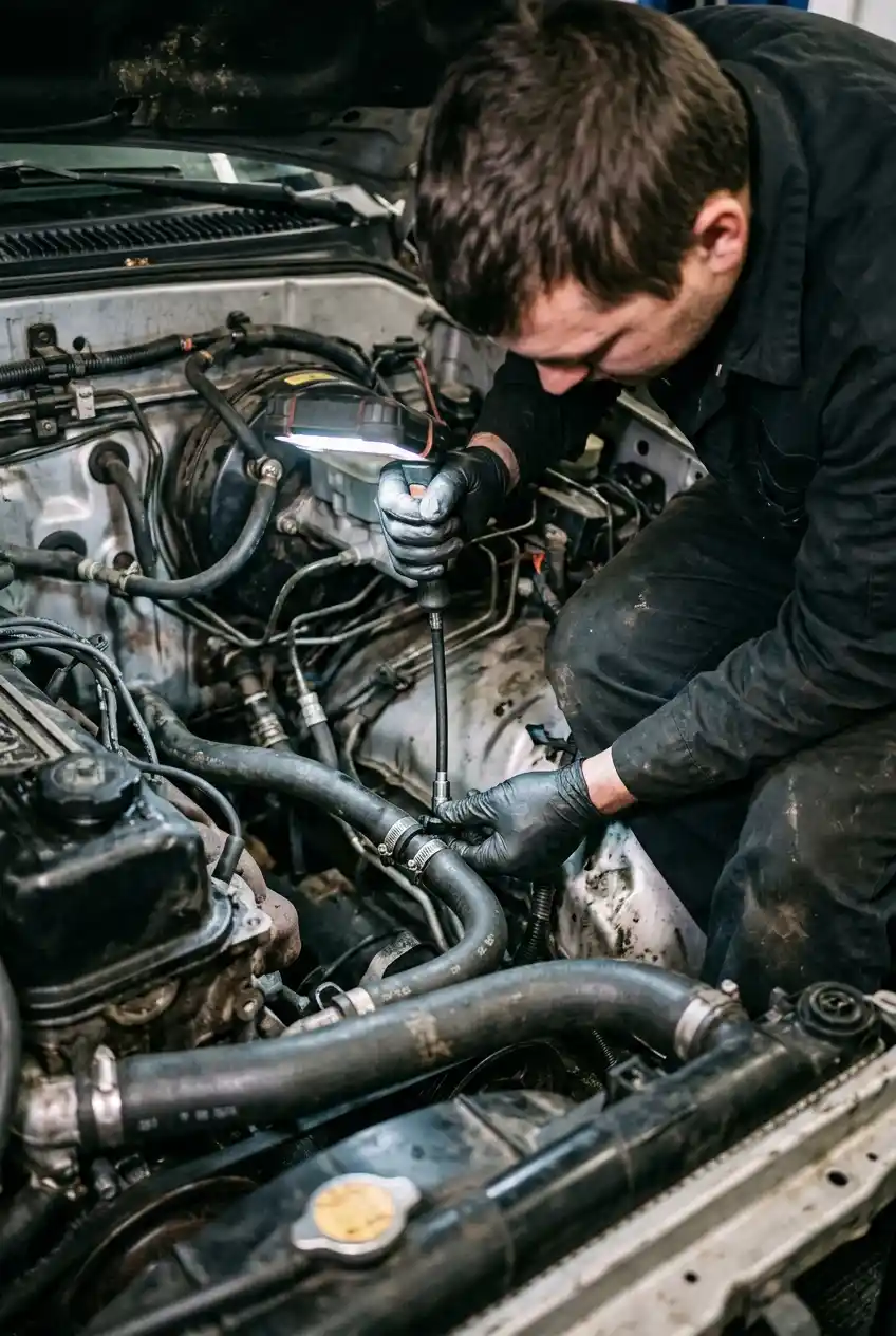 Audi cooling-system bleeding point during coolant service
