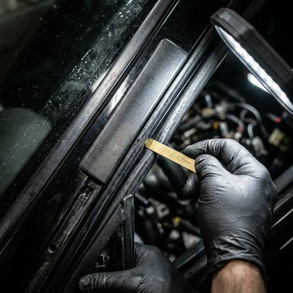 Audi door repair Dubai inspection of weatherstrip and door-frame clearance