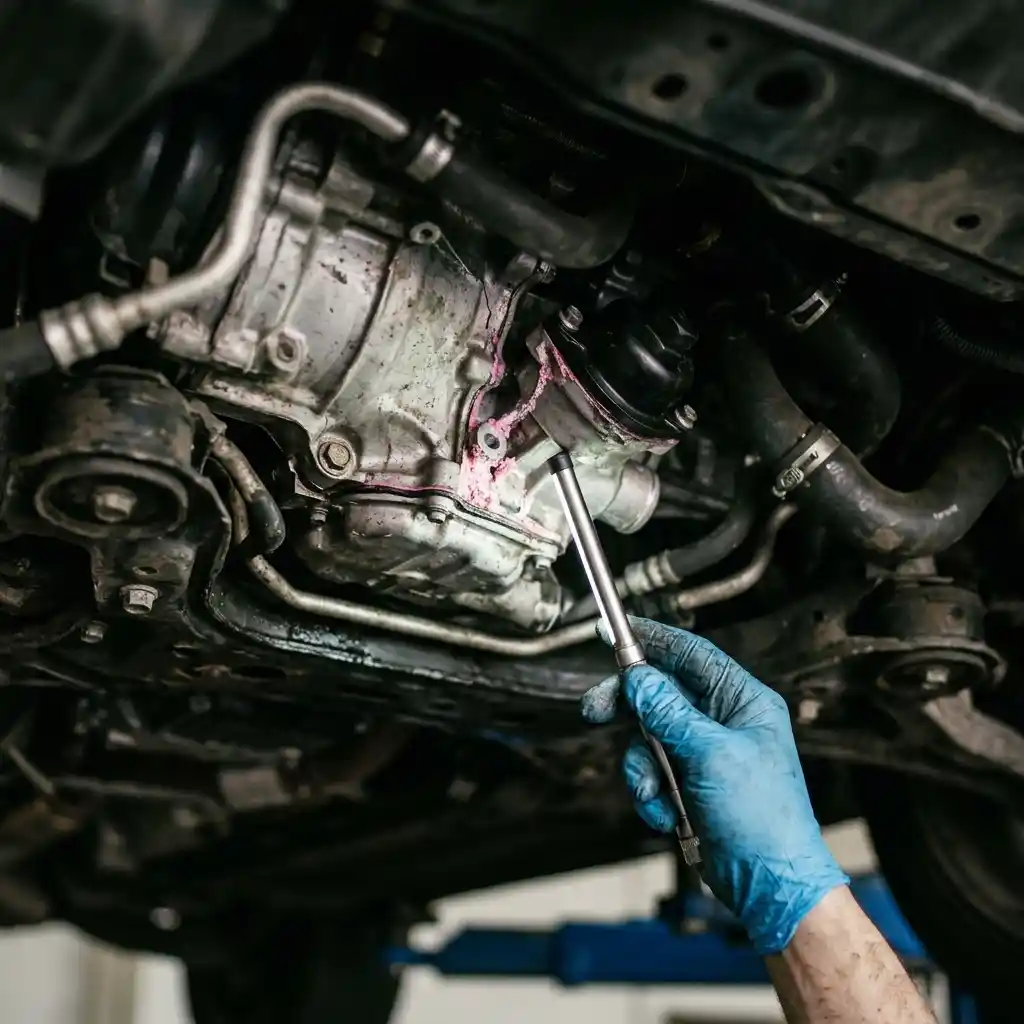 Audi thermostat housing and water pump leak pressure check