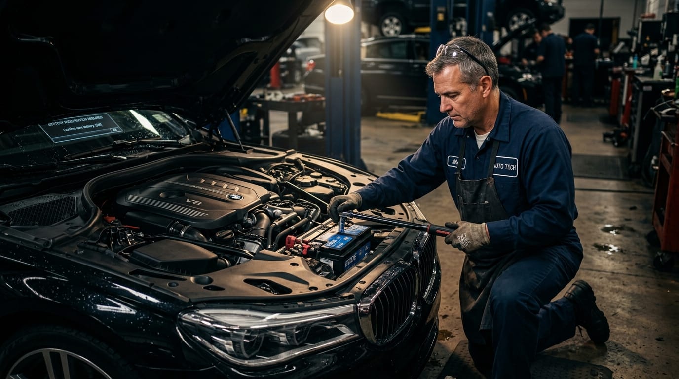 Audi AGM 12-volt battery installation and registration process