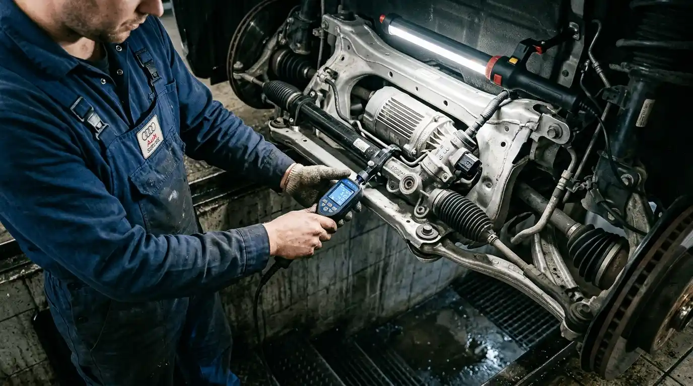 Audi electromechanical steering rack diagnostic inspection