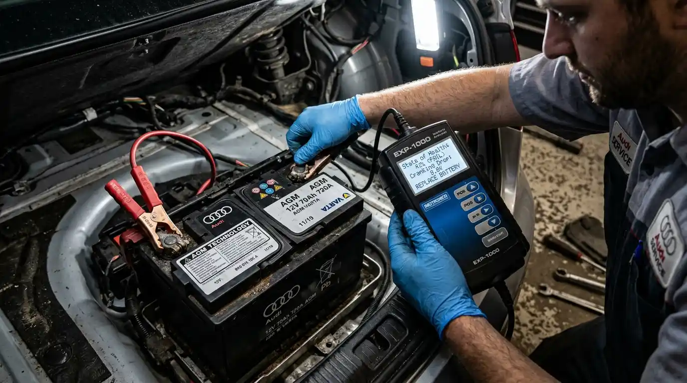 Audi 12-volt battery cranking voltage drop test