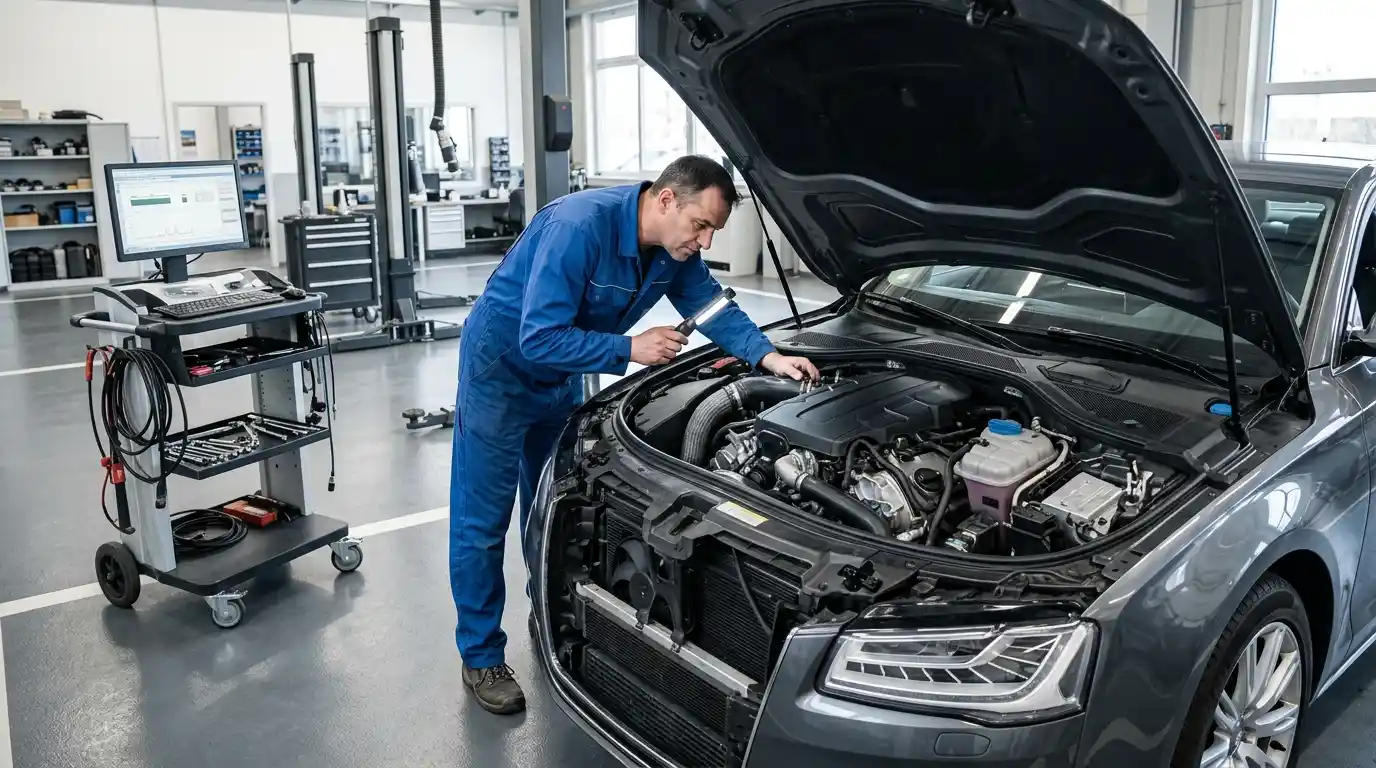 Audi cooling system inspected after water pump warning signs