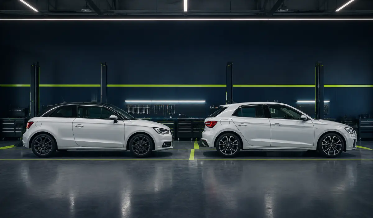 Audi A1 first and second generation inspection in the workshop