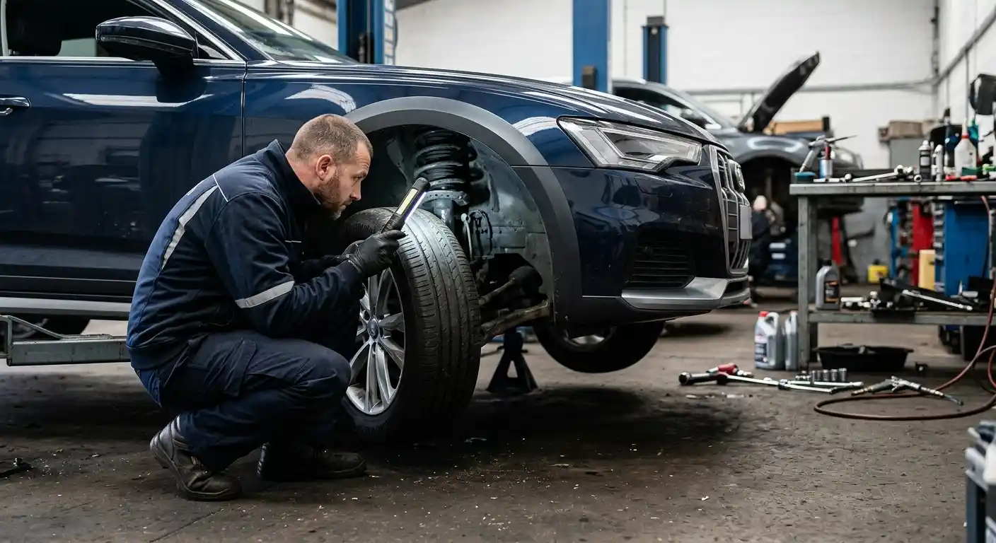 Audi A6 allroad inspection during a workshop diagnostic visit
