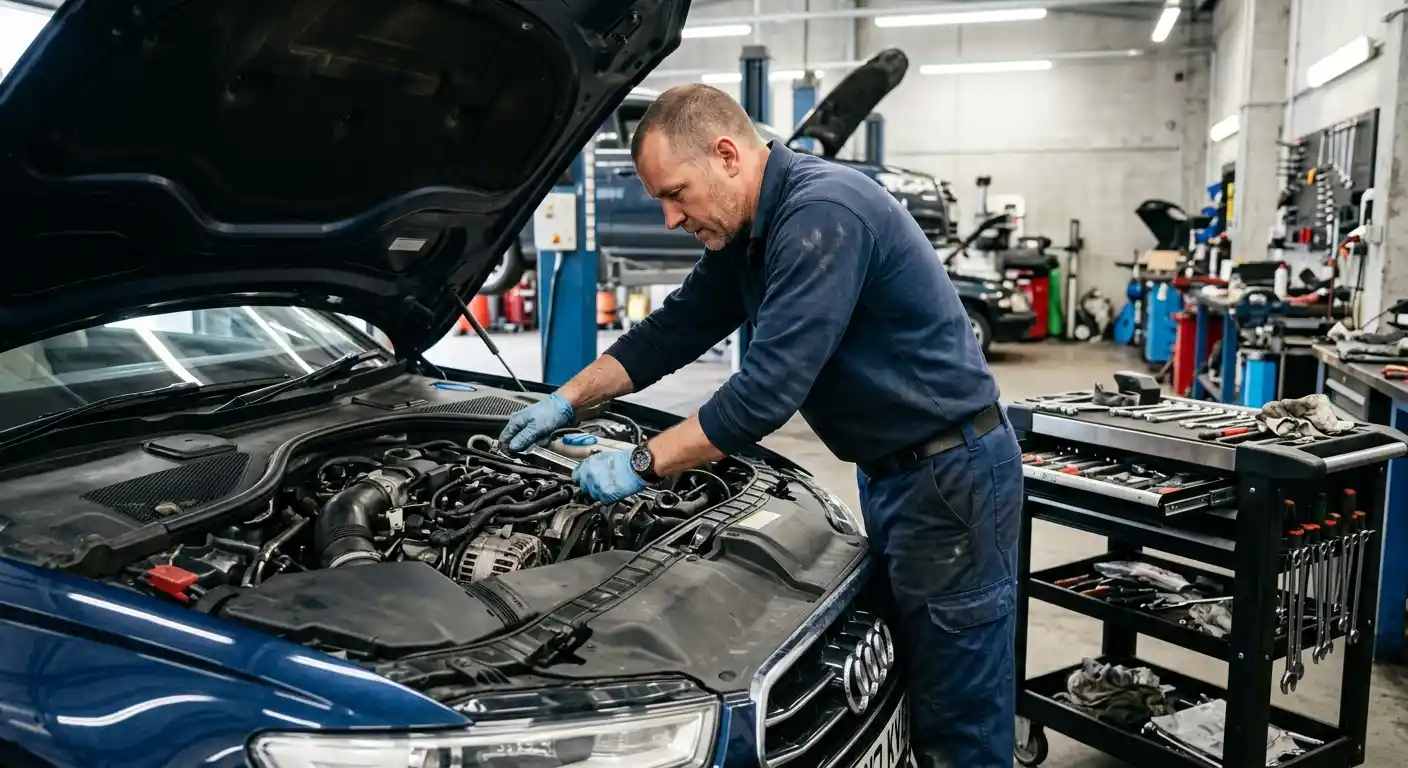 Audi engine repair work during A4 allroad fault diagnosis