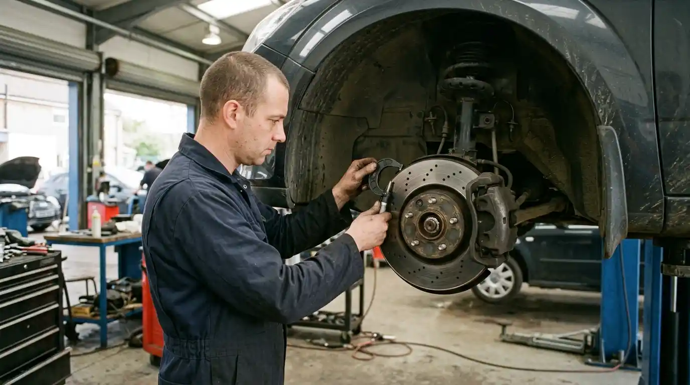 Audi Q5 brake rotor wear measured during inspection