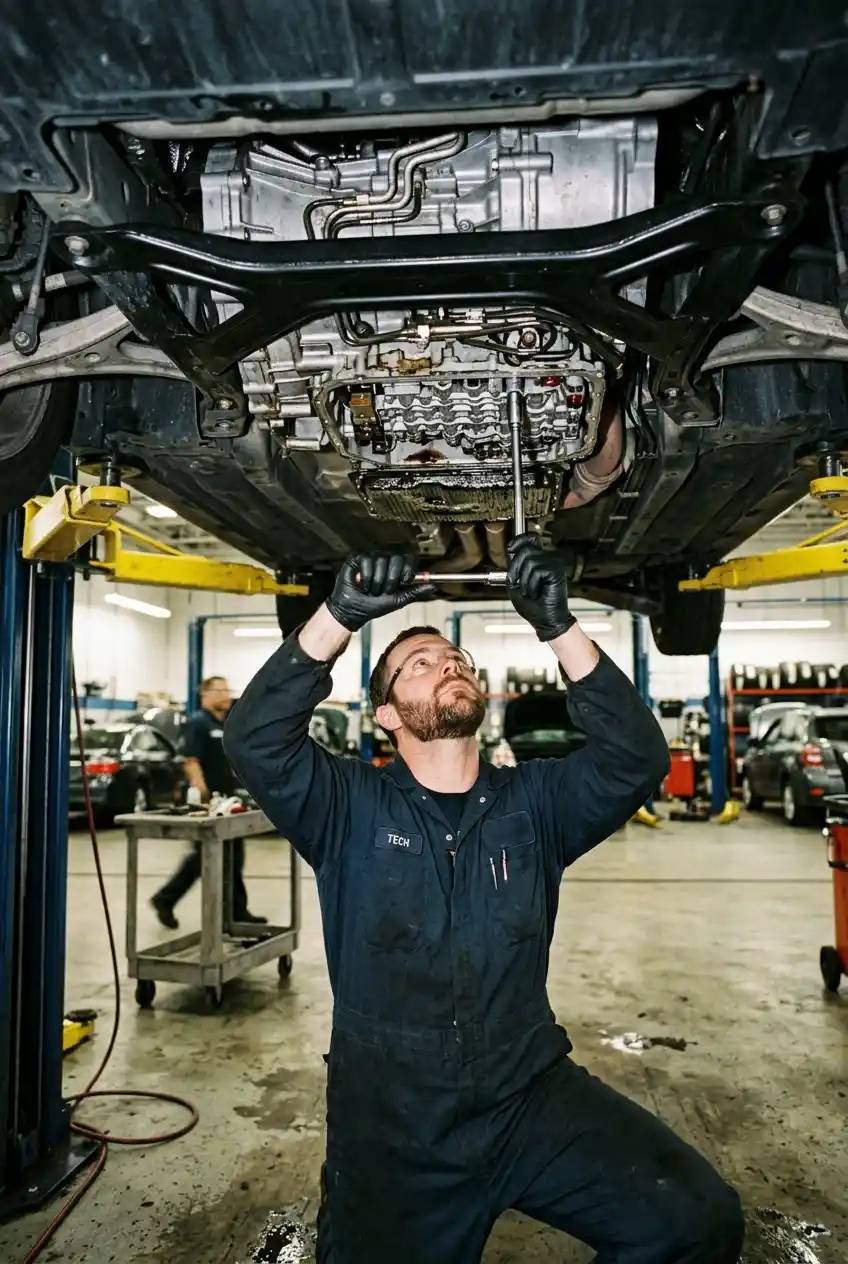 Audi Q5 transmission and mechatronic inspection in a workshop