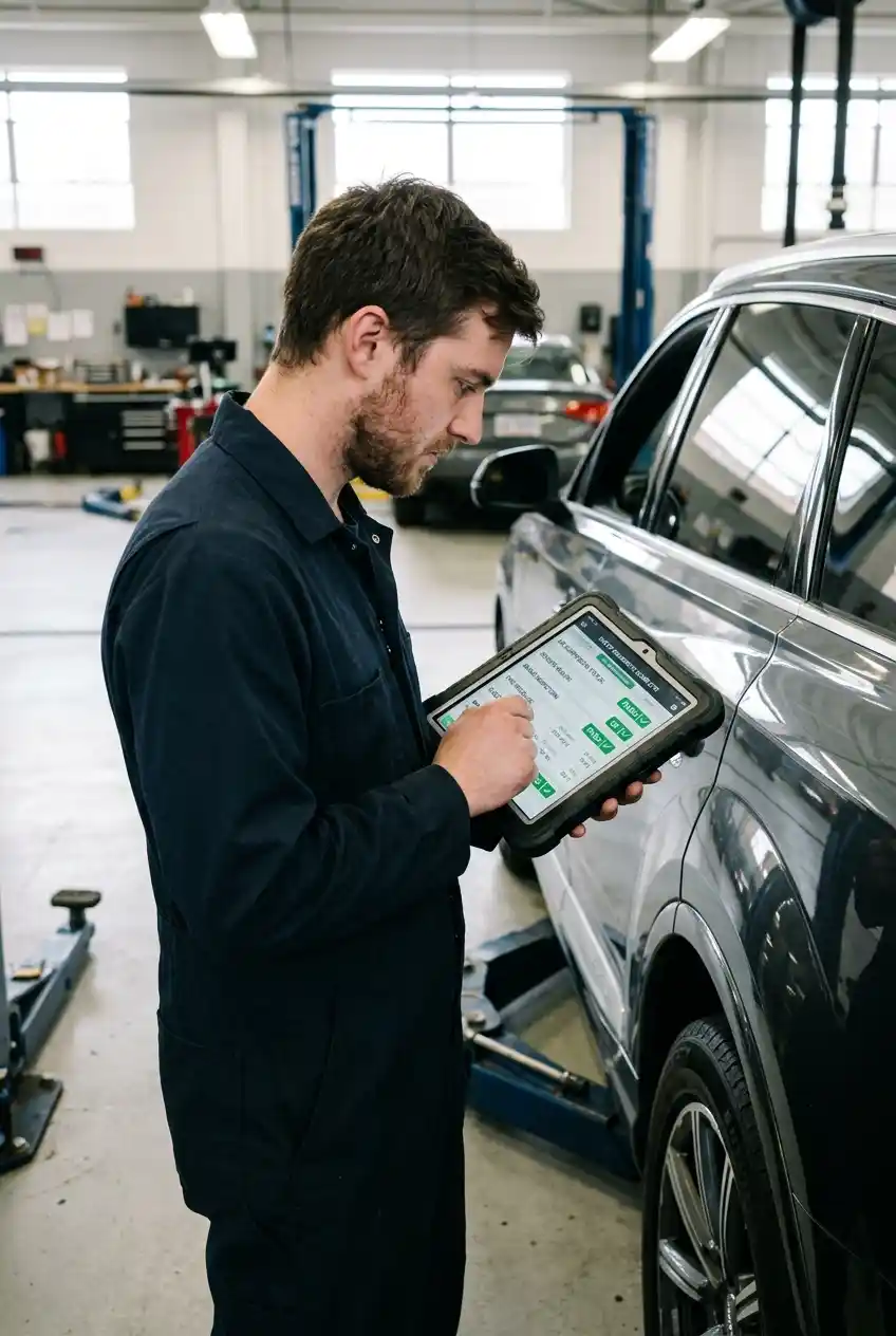 Audi Q7 post-repair safety audit and diagnostic log scan