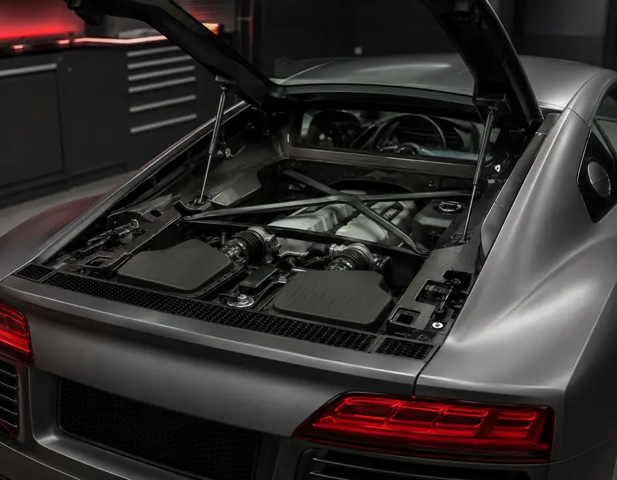 Audi R8 mid-engine identification inspection before service