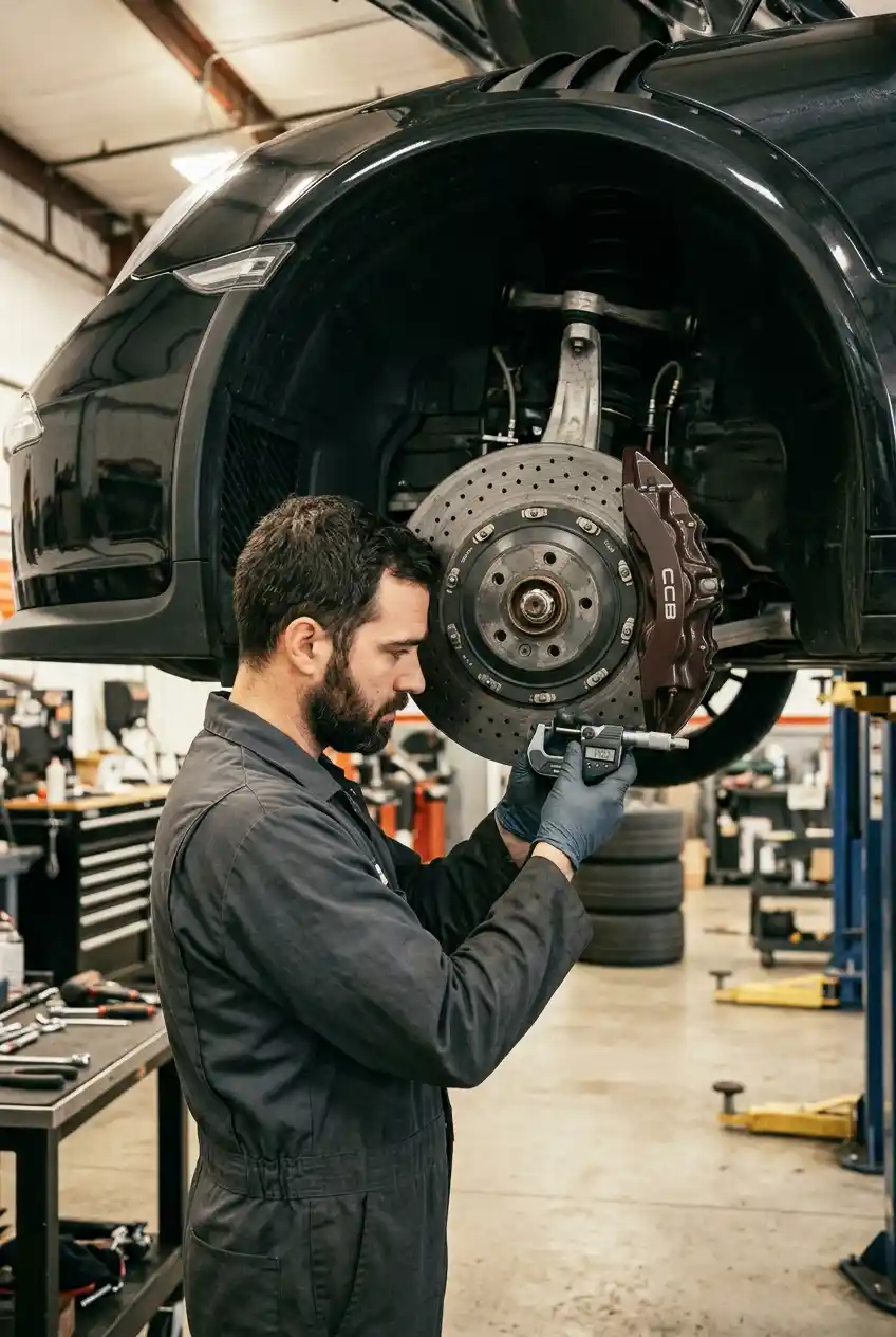 Audi RS carbon ceramic brake disc inspection