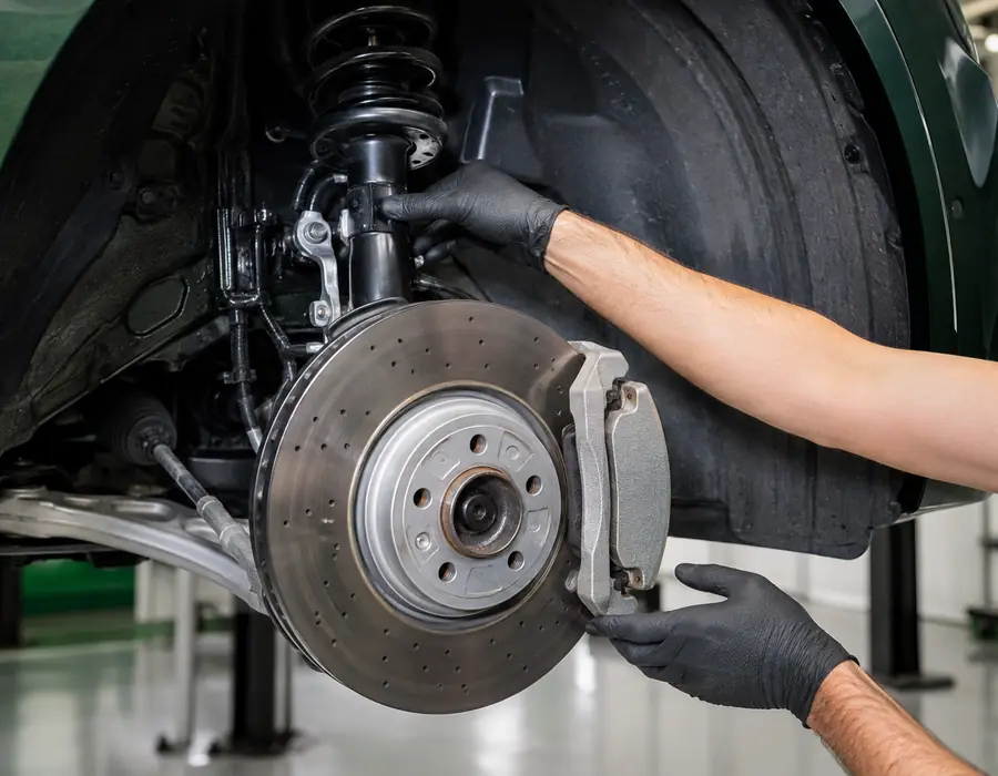 Audi RS Q3 brake and suspension condition inspection for heat and wear tracking