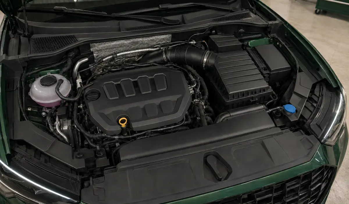 Audi RS Q3 five-cylinder engine evidence inspection