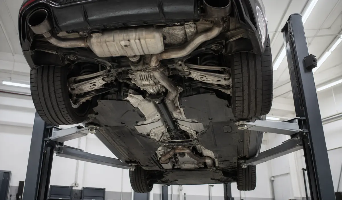 Audi RS5 sport differential and drivetrain underbody inspection
