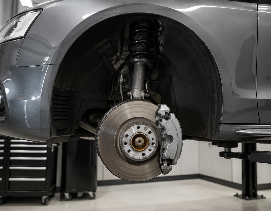 Audi S5 brake and suspension inspection during service planning