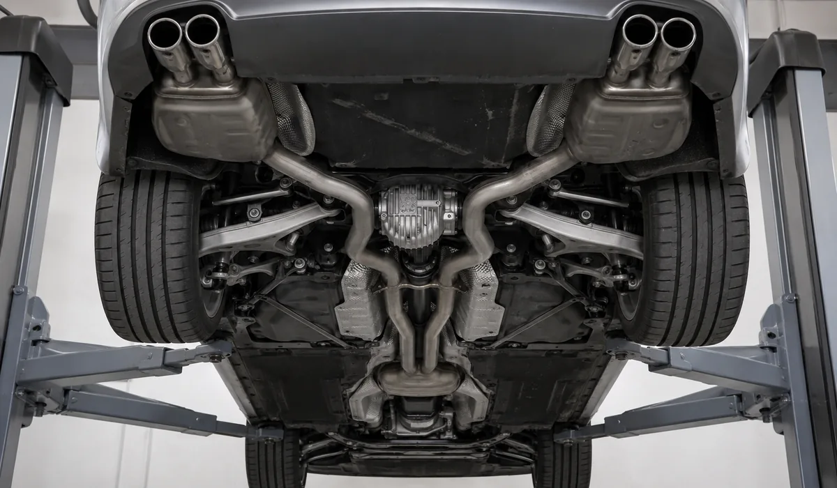 Audi S5 rear driveline and underbody inspection for repair scope