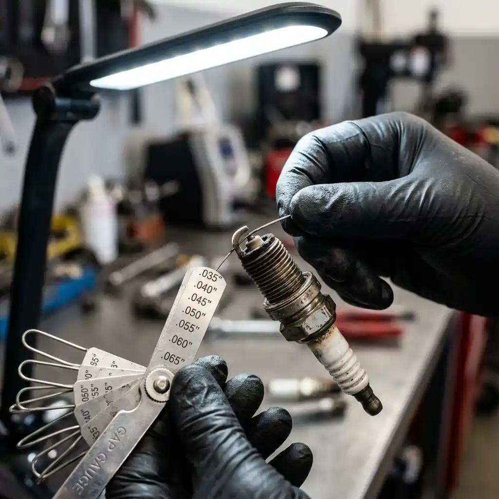 Audi spark plug electrode and gap inspection
