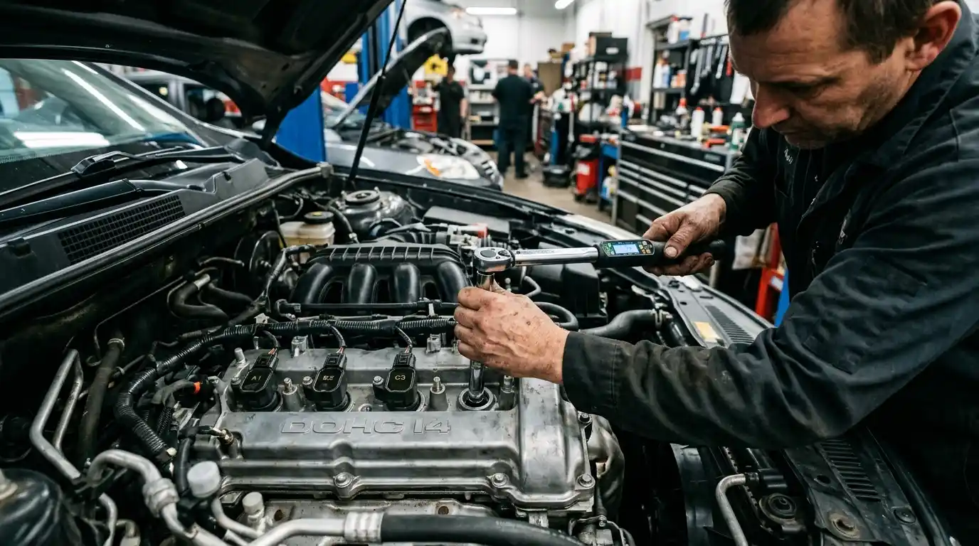 Audi spark plug installation using the applicable tightening method