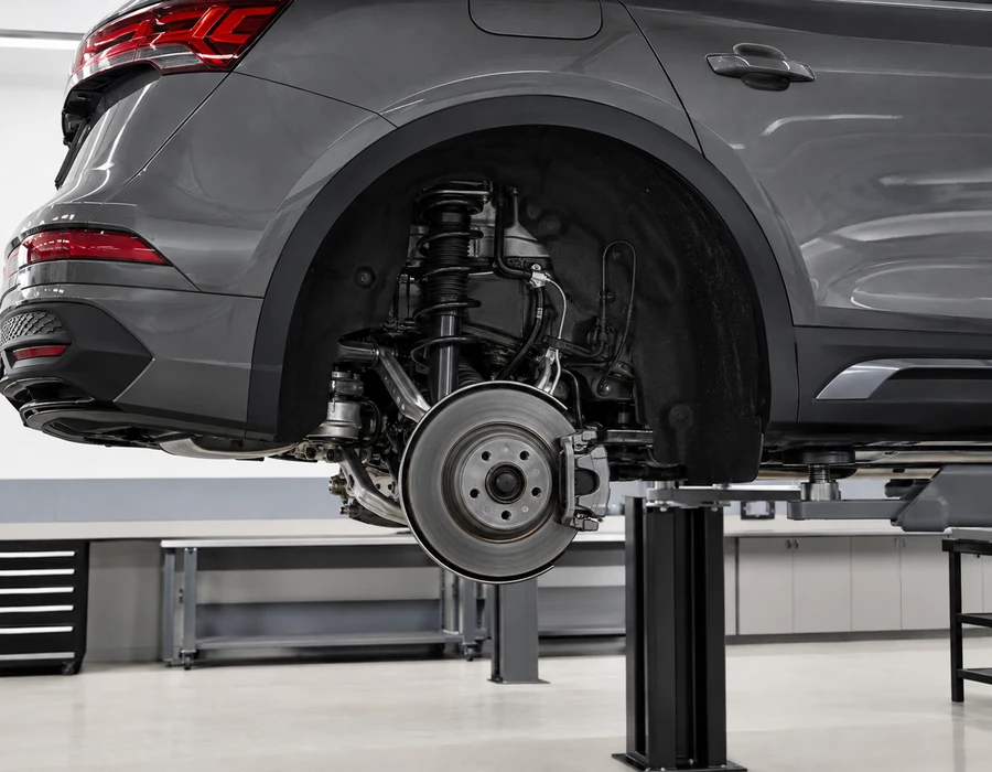 Audi SQ5 rear brake and suspension inspection for diagnostic priorities