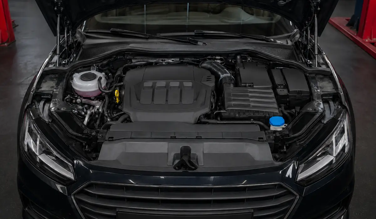 Audi TT installed system and engine bay inspection before testing