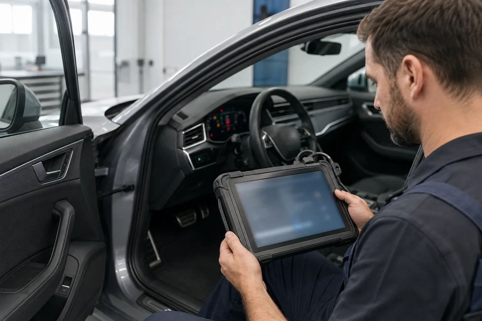 Illustrative diagnostic scan review after an Audi dashboard warning