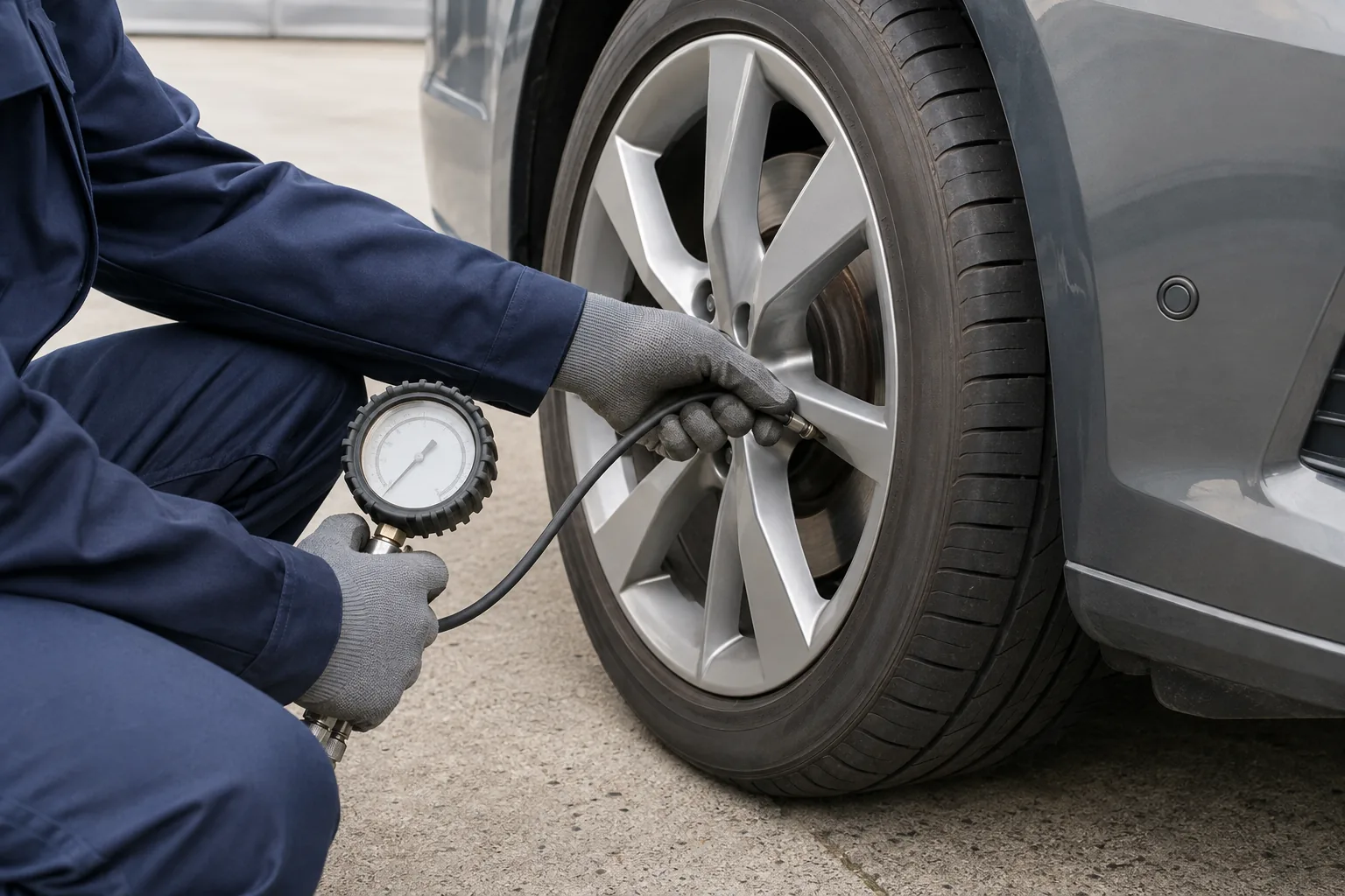 Illustrative tire-pressure check after an Audi dashboard warning