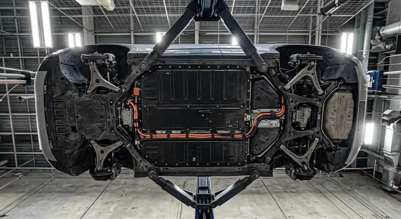 Audi Q4 e-tron underbody and high-voltage system inspection