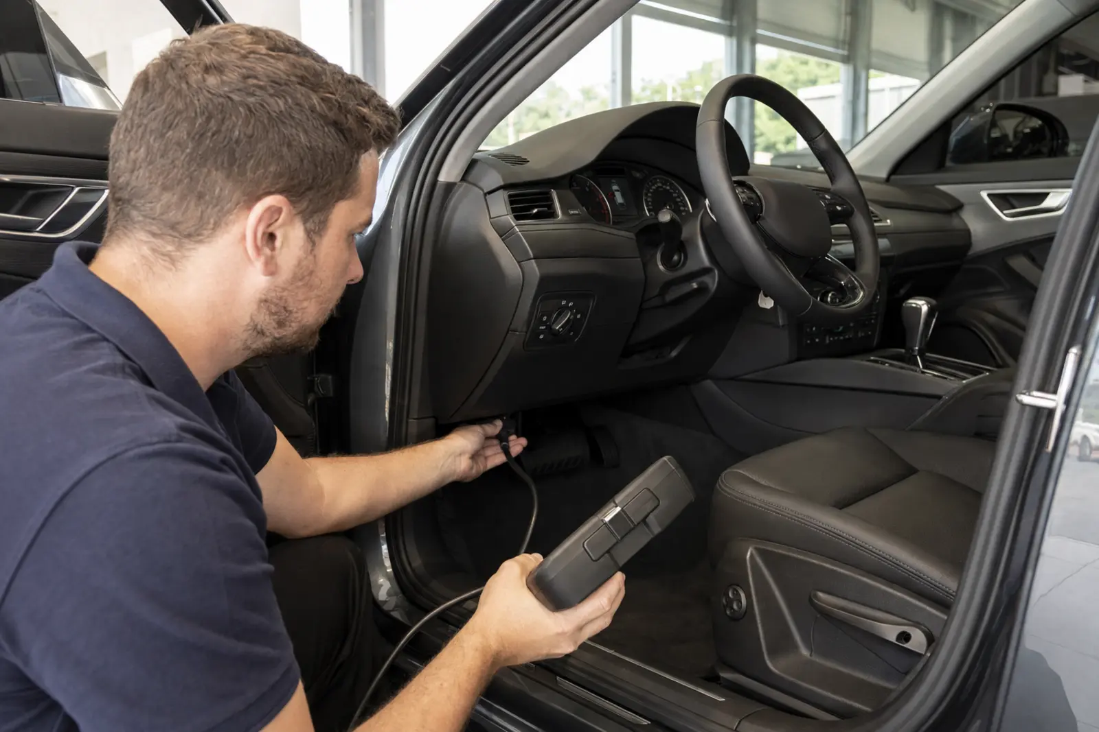Illustrative full-system diagnostic scan during a used Audi inspection
